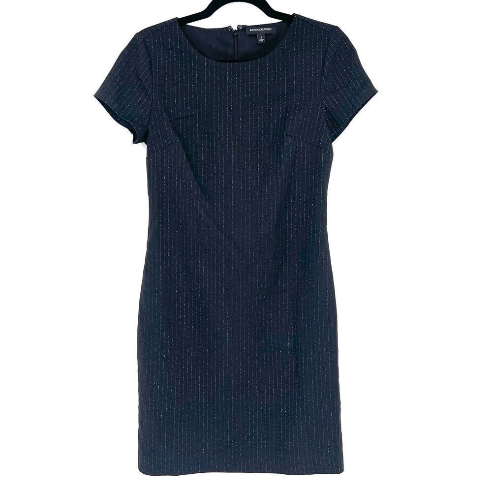 Banana Republic Silver Pin Stripe Sheath Dress size‎ 2 career workwear